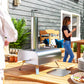 Outdoor Pizza Oven, Portable Wood Pellet Pizza Oven with Pizza Stone and Peel, Foldable Legs, Chimney