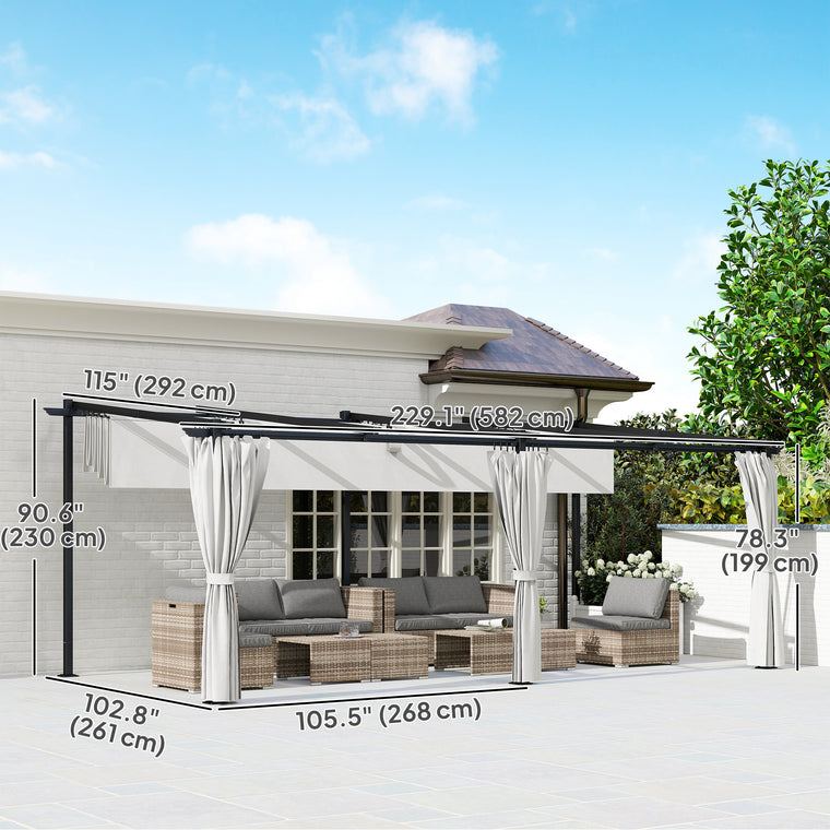 Metal Retractable Pergola Canopy with Sidewalls
