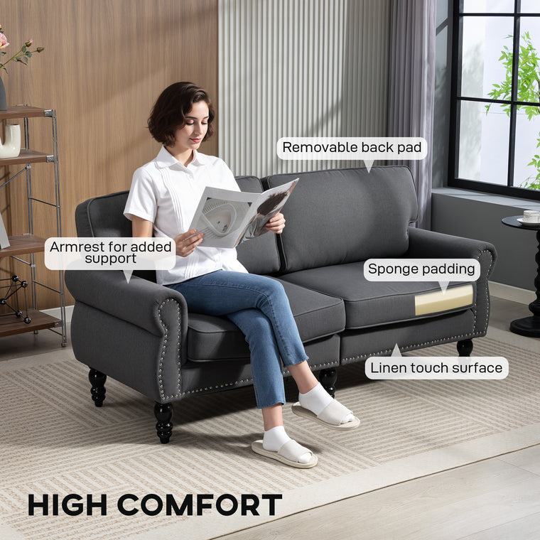 2-Seater Sofa with Sponge Padding - Dark Grey