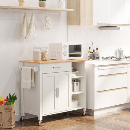 Rolling Kitchen Island Cart with Drawer - White