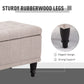 Storage Ottoman, Linen Fabric End of Bed Bench with Soft Close Lid, Button Tufted Storage Bench for Living Room, Entryway or Bedroom, 42" x 17" x 19", Beige