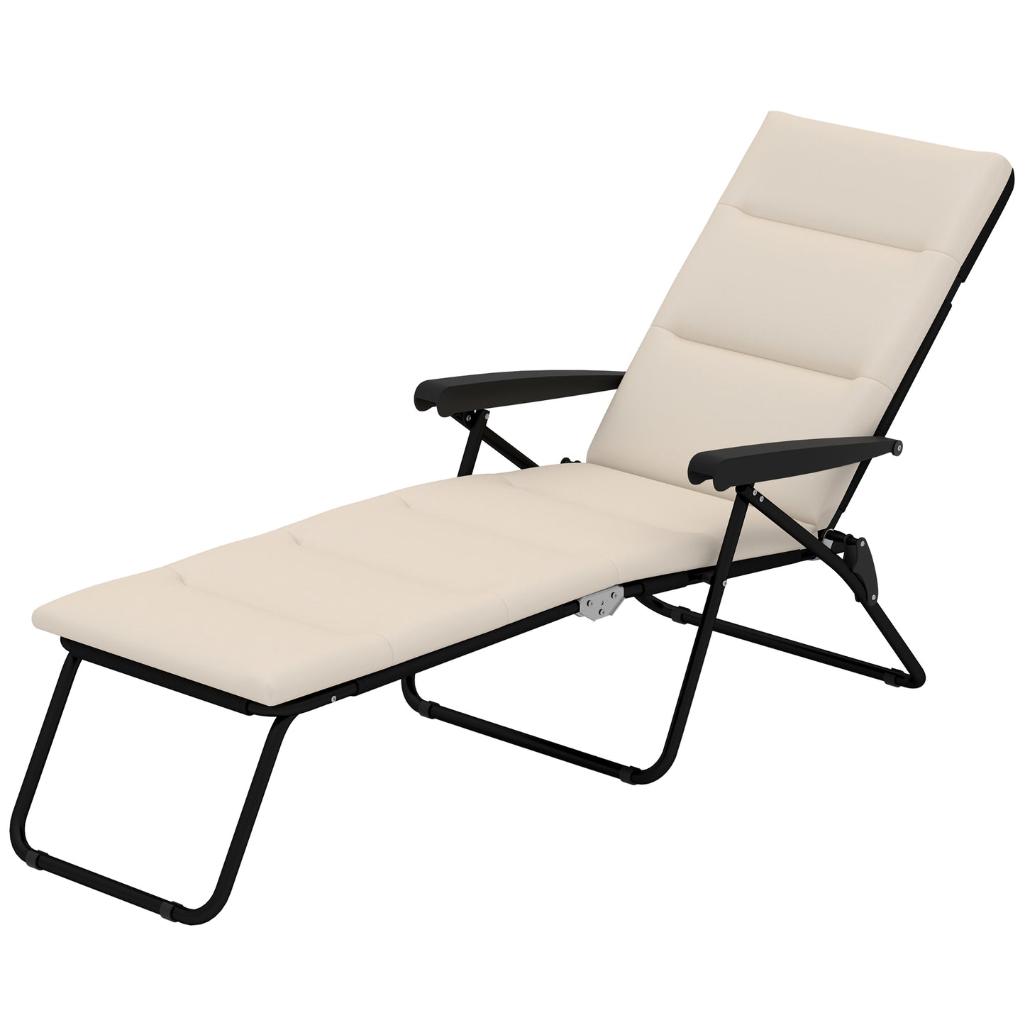Foldable Lounge Chair, Reclining Patio Sun Lounger with 6-Position Adjustable Back, Black
