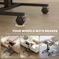 Height Adjustable Standing Desk, Pneumatic Sit Stand Desk with Wheels and Headphone Hook, Rustic Brown