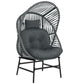 Wicker Egg Chair, 330 lbs Outdoor Rattan Lounge Chair with Thick Cushion, Headrest, Steel Frame, Dark Grey