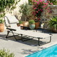 Folding Lounge Chair w/ Reclining Back, Cream White