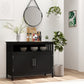Kitchen Sideboard, Buffet Cabinet, Wooden Storage Console Table with 2-Level Cabinet and Open Shelf, Black