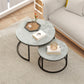 Modern Coffee Table Set of 2, Nesting Side Tables w/ Metal Base for Living Room Bedroom Office Marble Grey
