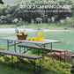6 ft Plastic Bench Seat, 2 PC Portable Foldable Folding Bench with Carrying Handle for Picnic Camping, Distressed Brown