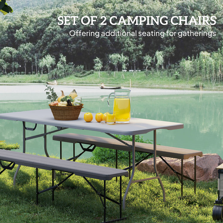 6ft Portable Folding Plastic Bench, Set of 2