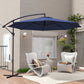 9.7ft Offset Patio UmbrellaCantilever Parasol with Crank Handle, 8 Ribs and Cross Base for Outdoor, Sun Shade, Blue