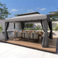13' x 10' Patio Gazebo, Double Roof Outdoor Gazebo Canopy Shelter with Netting & Curtains, Strong Aluminum Frame, Dark Grey