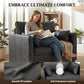 Accent Chair, PU Leather Armchair with Wide Seat, Spring Cushion, Rubberwood legs, 2 Pillows, Black