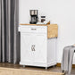 Foldable Kitchen Island with Storage Drawer, Farmhouse Style Rolling Utility Cart, Coffee Bar Cabinet on Wheels with Drop-Leaf Wood Top, White