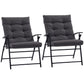 Set of 2 Outdoor Folding Chairs with Adjustable Backrest, Padded Camping Chairs for Outdoor Events, Grey