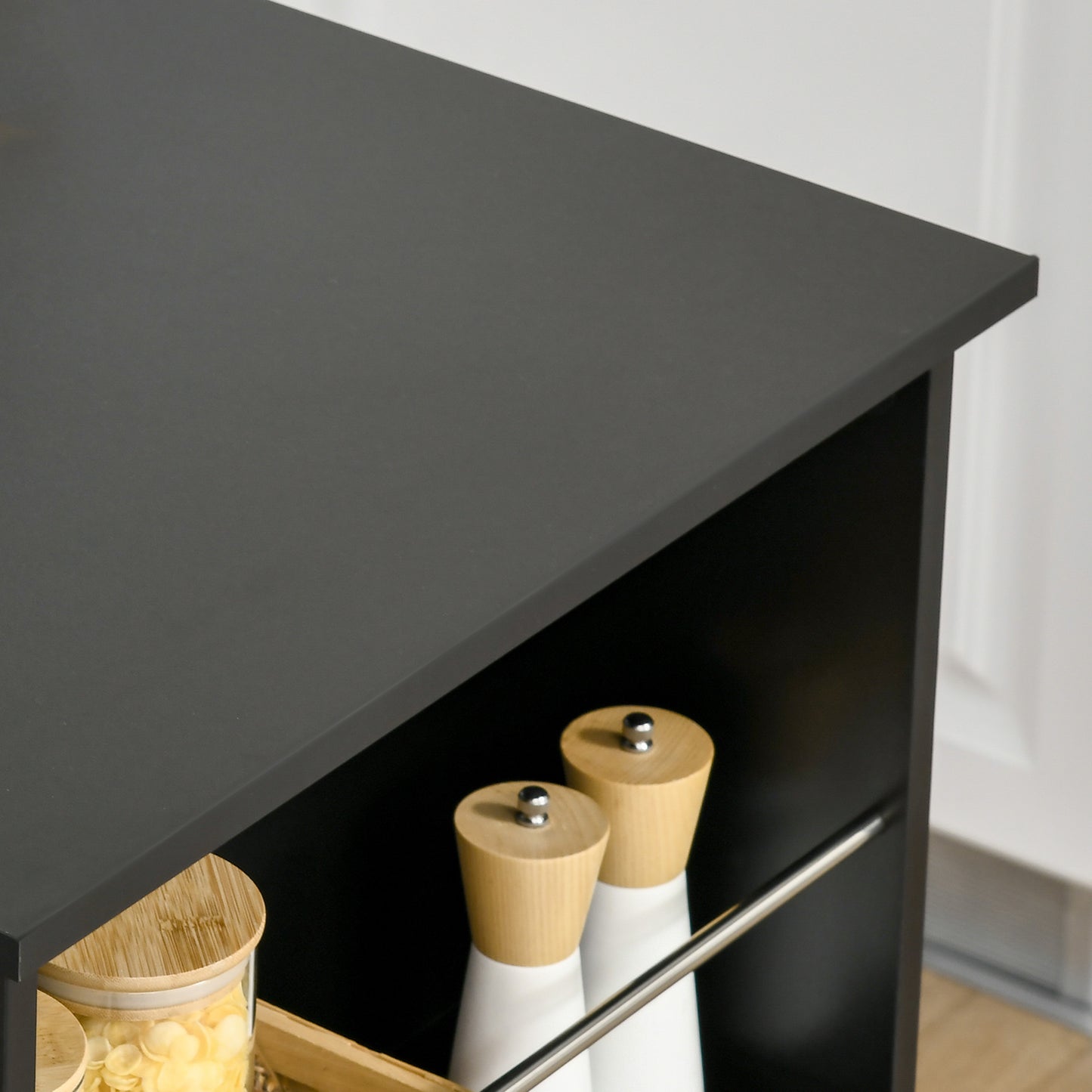 Bar Table Counter Height Dining Table with 3 Storage Shelves for Kitchen, Dining Room, Living Room, Black
