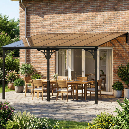 13' x 10' Wall-Mounted Lean-To Pergola with Polycarbonate Roof