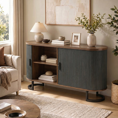 55" Fluted Sideboard with Sliding Doors