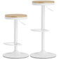 Wood Barstools Set of 2, Swivel Bar Stools with Adjustable Height for Kitchen Counter, Natural Wood and White