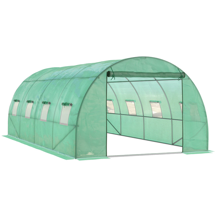 19' x 10' x 6.6' Green Tunnel Greenhouse with Mesh Windows