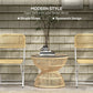 Rattan Outdoor Coffee Table, Patio End Table with Tempered Glass Tabletop & Steel Frame, Wicker Furniture, Nature Wood