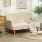 Velvet Feel Fabric 2 Seater Sofa, Small Sofa Loveseat with 8.3" Thick Padding and Wood Legs, Cream White
