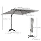 9ft Cantilever Patio Umbrella, Square Overhanging Umbrella with Cross Base, Crank Handle, Tilt Light Grey