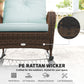 Outdoor Wicker Rattan Rocking Chair Patio Rocker with Thick Cushions for Garden Backyard Porch, Light Green