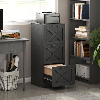 3-Drawer Vertical Filing Cabinet - Black