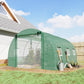 Walk-in Tunnel Greenhouse, Plant Hot House w/ Support Rods, Roll-up Mesh Door, Mesh Windows, 13'x9.8'x6.6', Green