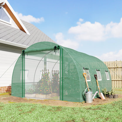 13' x 9.8' x 6.6' Green Tunnel Greenhouse with Mesh Windows