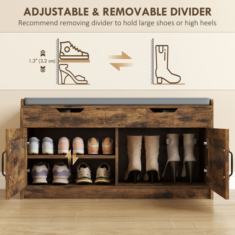 Shoe Storage Bench with Flip-Top Cabinet