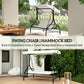 Convertible Patio Swing Bed with Canopy and Cushions, 3 Seater Porch Swing for Outdoor, Backyard, Garden, Beige