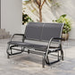 Patio Double Glider Outdoor Steel Sling Fabric Gliding Bench Garden Swing Chair Heavy-Duty Porch Rocker Garden Loveseat Grey