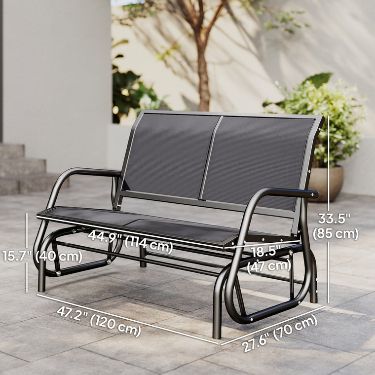 Grey Steel Sling Fabric Gliding Bench Swing