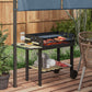 Charcoal Grill,Barbecue Trolley with Double Adjustable Grill, Side Table, Storage Shelf and Wheels, Black