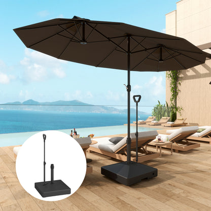 Black Plastic Square Umbrella Base with Wheels, Up to 121lb