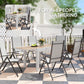 Extendable Patio Dining Table, Aluminum Frame Outdoor Patio Table with Faux Wood Top for Garden Backyard, Natural Wood