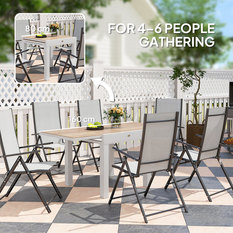 Extendable Aluminum Dining Table with Faux Wood Top