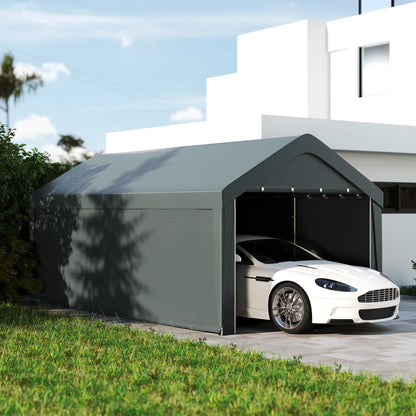 10' x 20' Dark Grey Portable Garage Carport with Roll-Up Doors