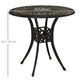 30-inch Round Patio Dining Table with Umbrella Hole Cast Aluminium Outdoor Bistro Table, Brown