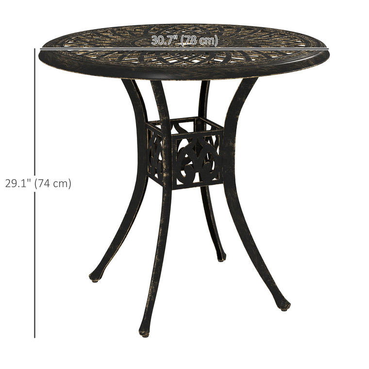 30" Round Cast Aluminum Table with Umbrella Hole