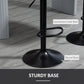 Bar Stools Set of 2, Swivel Counter Height Barstools with Back, Footrest, Adjustable Height, Black