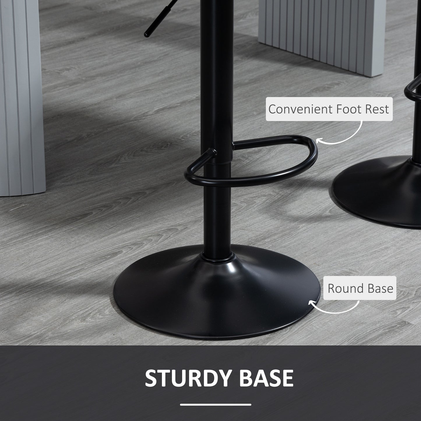 Bar Stools Set of 2, Swivel Counter Height Barstools with Back, Footrest, Adjustable Height, Black