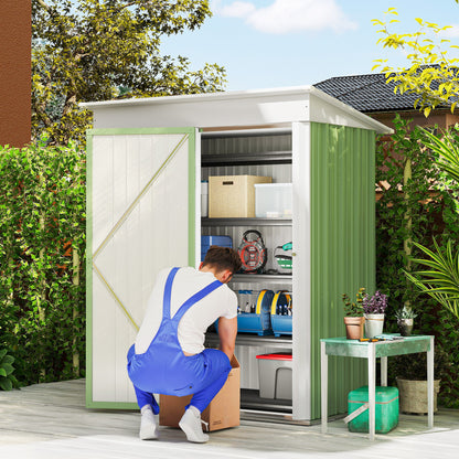 5' x 3' x 6' Steel Lean-To Tool Shed with Shelves and Lock