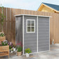 4x5 Lean to Garden Shed with Window Lockable for Garden Tool Storage Grey