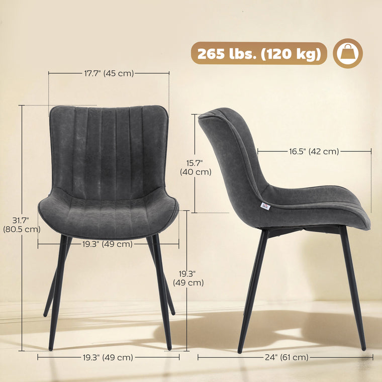 PU Leather Dining Chairs Set of 4 with Steel Legs