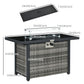Propane Fire Pit Table 43" Outdoor Fire Table, 50,000 BTU Pulse-Ignition Wicker Firepit Furniture with Glass Wind Guard, Blue Glass Rock, CSA Certification, Grey