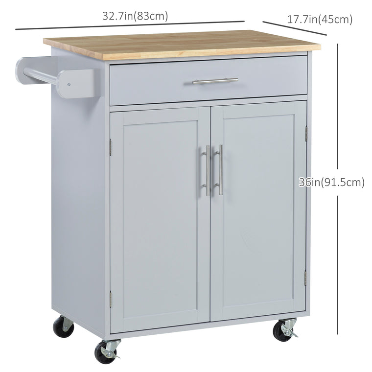 Rolling Kitchen Island Cart with Wood Top