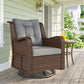 PE Rattan 360° Swivel Patio Chair with Cushion, Dark Grey