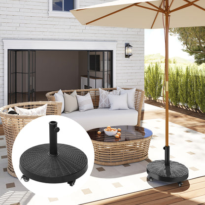 20.5" Black Resin Round Parasol Base with Wheels
